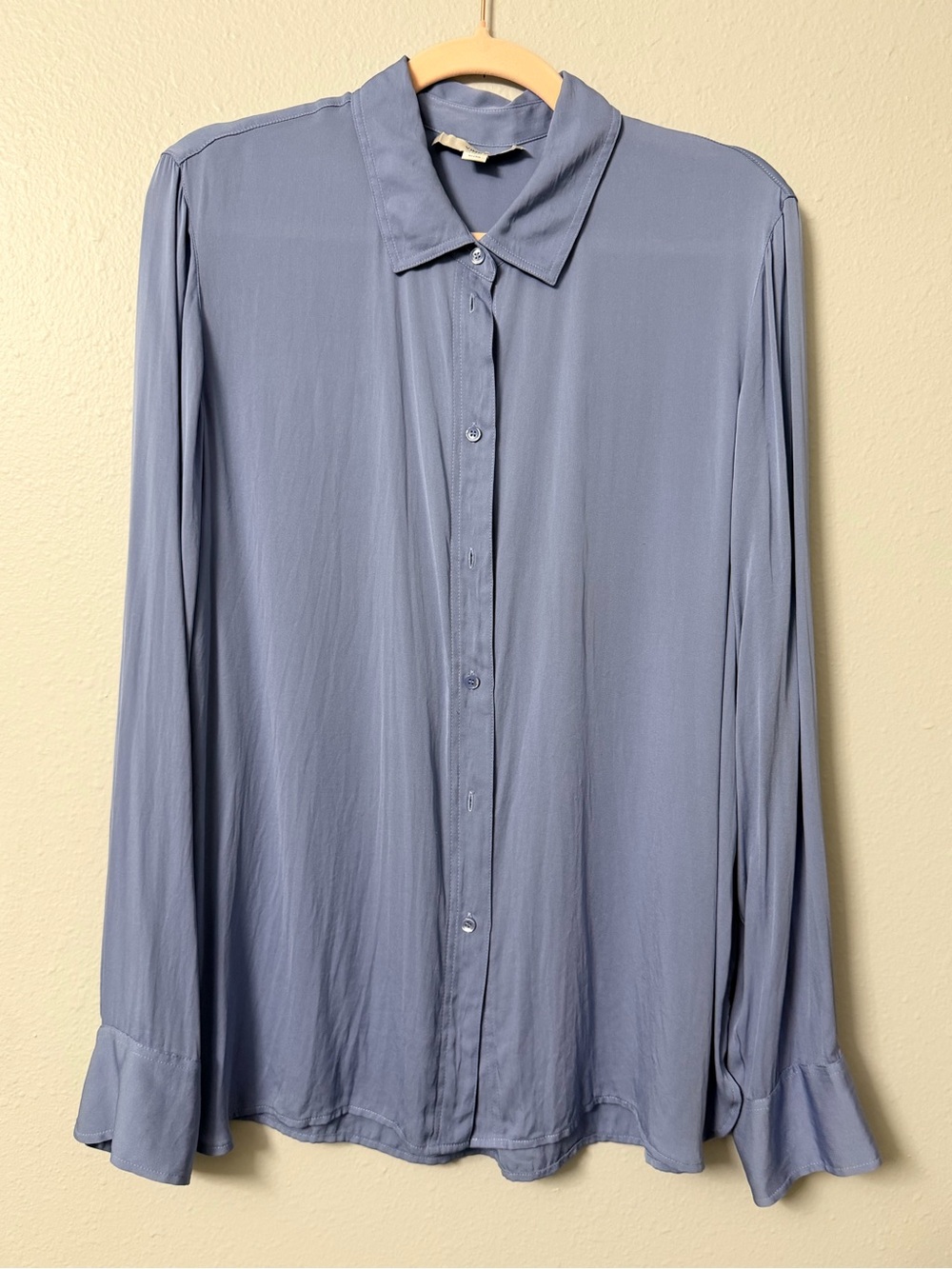 Vince Light Dusty Blue Long-Sleeve Silk Button-Down Shirt